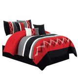 Arden 7-Piece Modern Pleated Stripe Embroidered Zigzag Bedding Comforter