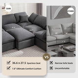 Modular Sectional Sofa Modern Oversized Cloud Couch with Movable Ottoman 7 Seater