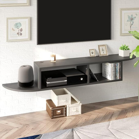 Floating Shelves for Wall Under TV, 55” Floating Game&Media Console Cabinet