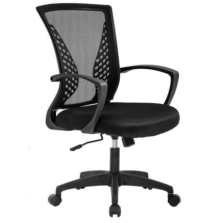 Ergonomic Office Chair Desk Computer Mesh Executive Task Rolling Gaming Swivel Modern Adjustable with Mid Back Lumbar Support Armrest for Home Women Men, Black