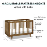 Marley 3-in-1 Convertible Crib in Walnut Finish and Walnut Legs,