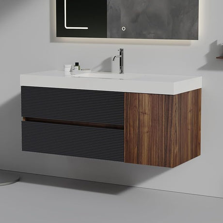 36 Inch Bathroom Vanity with Black Sink, Floating Bathroom Cabinet