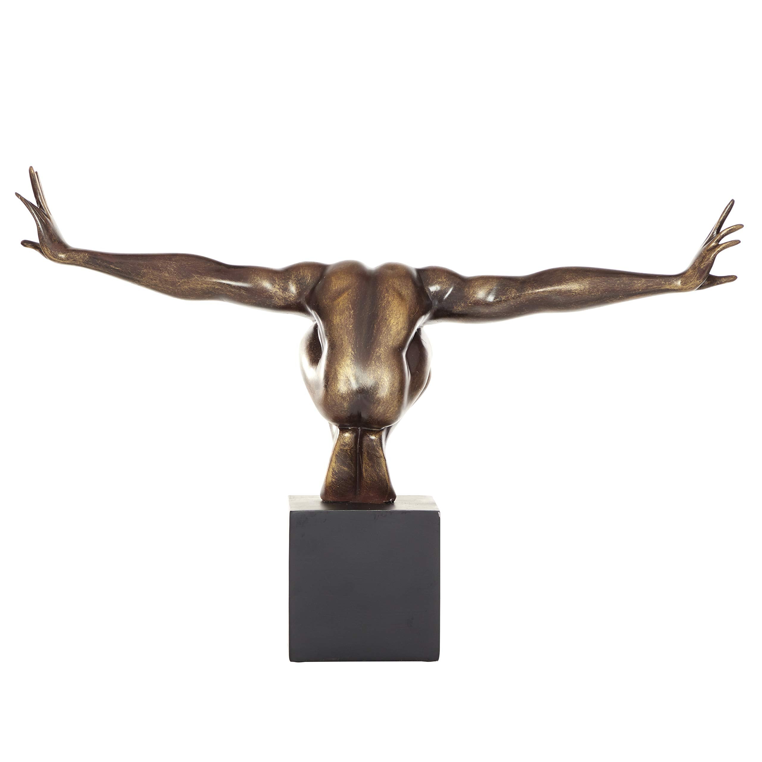 Polystone Diver Decorative Sculpture Home Decor Statue with Black Base