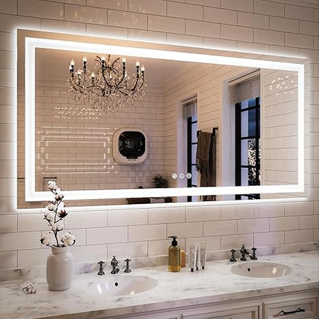 60''x28'' LED Bathroom Mirror with Lights - Large Front and Backlit Vanity Mirror for Bathroom Wall Mounted,