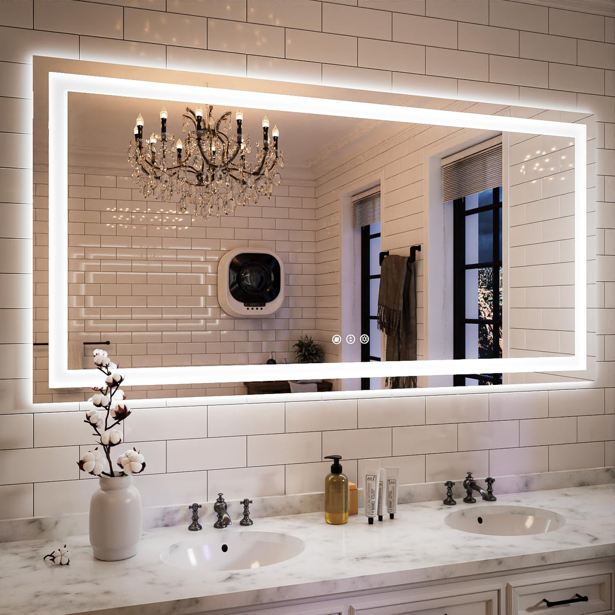 60''x28'' LED Bathroom Mirror with Lights - Large Front and Backlit Vanity Mirror for Bathroom Wall Mounted,