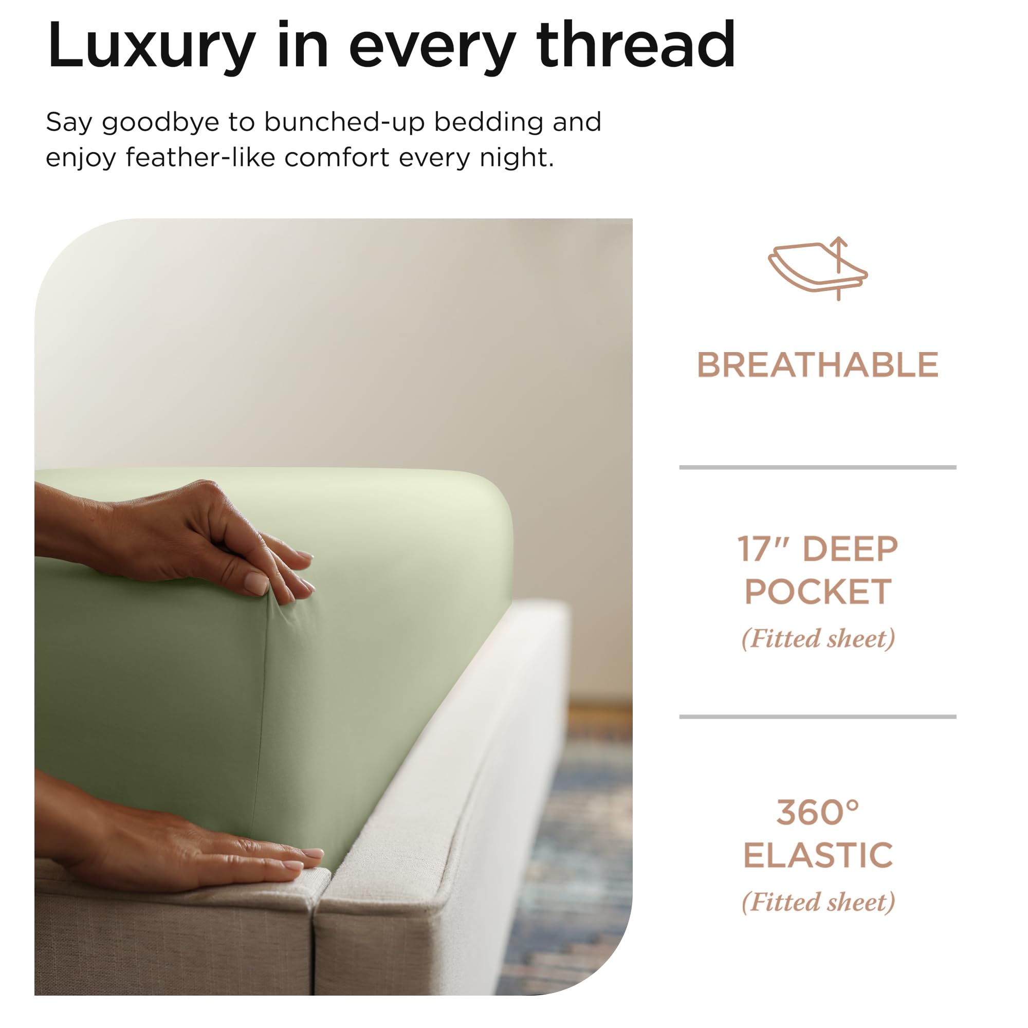 Luxury Supima Cotton Sheets, 1200 Thread Count Soft 100% Cotton Sheets