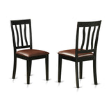 WEAN5-BLK-LC 5 Piece Set for 4 Includes a Rectangle Table with Butterfly Leaf and 4 Faux Leather Kitchen Dining Chairs,