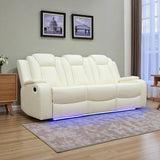 Leather Recliner Sofa Set with LED Lights,Power Reclining Sofa and Loveseat Set