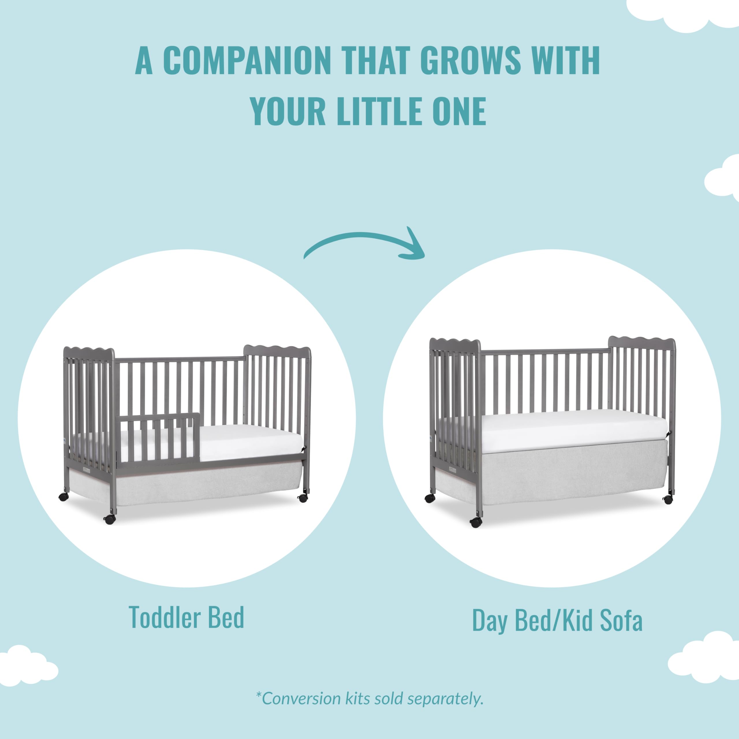 Carson Classic 3-in-1 Convertible Crib in Steel Grey