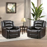 Recliner Chair, Breathable Faux Leather Reclining Chairs with Overstuffed Arm and Back, Living Room Single Sofa Recliners (Dark Brown)