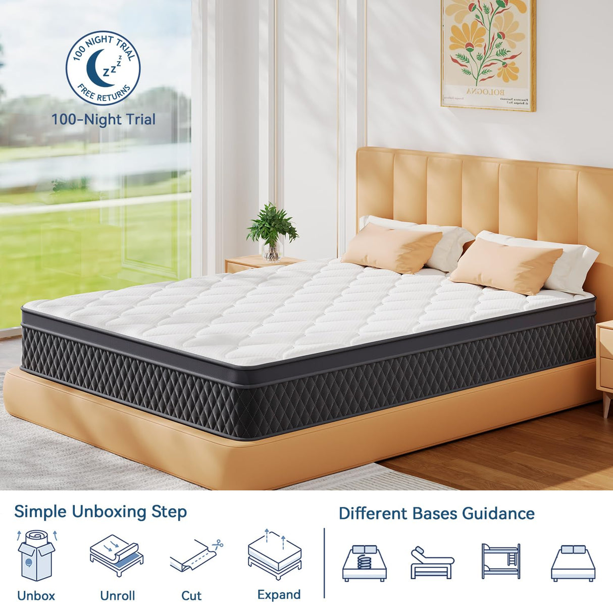 12 Inch Full Mattress in a Box, Memory Foam Hybrid Mattress with Individually Pocketed