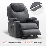 Large Power Lift Recliner Chair Sofa with Massage and Heat for Big and Tall Elderly People