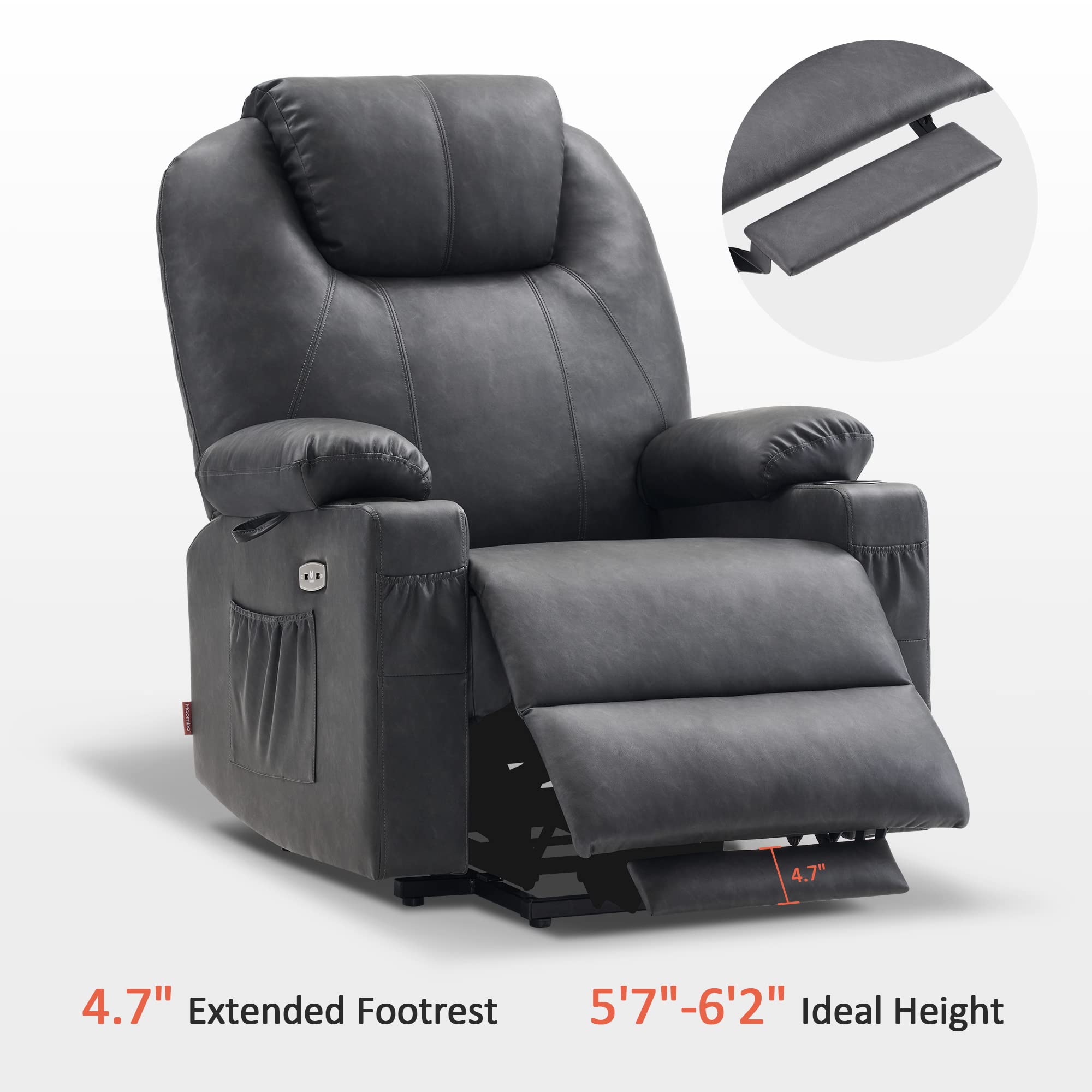 ComfortRise Power Lift Recliner Chair – Vibration, Cup Holders & Extended Footrest