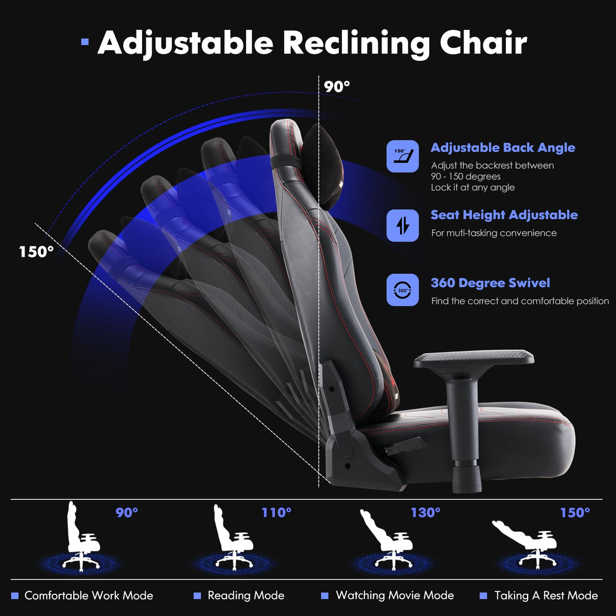 Big and Tall Gaming Chair 400lbs, Ergonomic Computer Gamer Chair