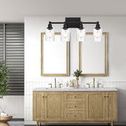 Mid Century Modern Wall Mount Light Matte Black 4-Light Bathroom Vanity Light