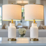 21.25" Table Lamp Set of 2 Modern Lamp for Living Room Glass Nightstand Lamp