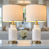 21.25" Table Lamp Set of 2 Modern Lamp for Living Room Glass Nightstand Lamp