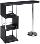 Minorca Modern Wine Bar Table w/Shelves (Black), Bkack