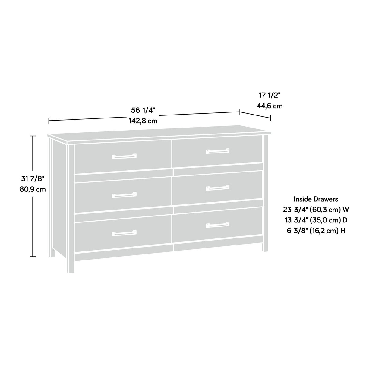 Cannery Bridge 6-Drawer Dresser, Lintel Oak finish