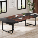 Conference Table for 10 People, Large Boat Shaped Meeting Table with Cable Grommet