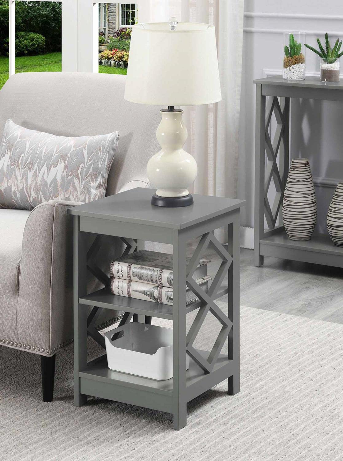 Diamond End Table, Gray