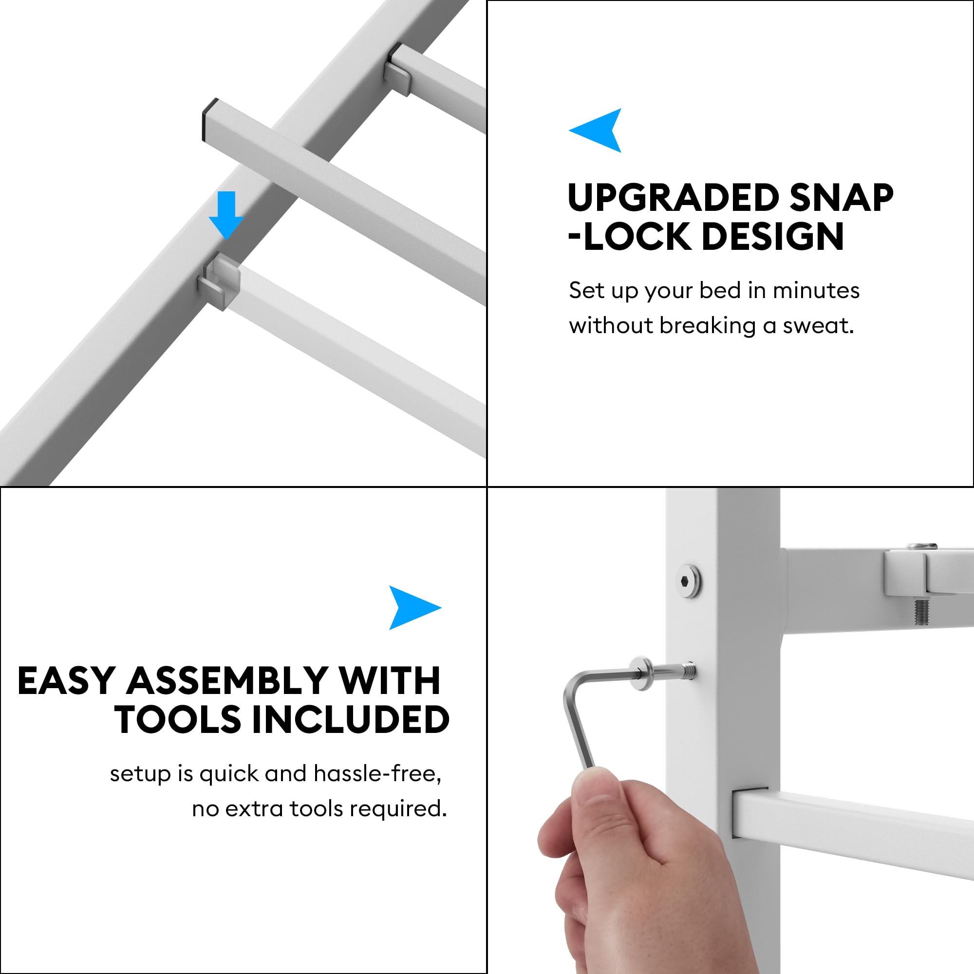 Queen Metal Platform Bed Frame with LED Lights & Charging Station