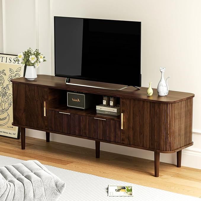 TV Stand 62.4 Inch Mid Century Modern Media Console Table