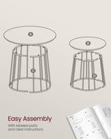 Round Coffee Tables, Set of 2, Modern Circle Side Tables with Steel Frame,