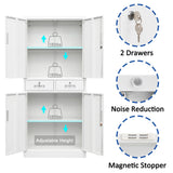 Metal Storage Cabinet, Locking Storage Cabinet with Drawers and Adjustable Shelves