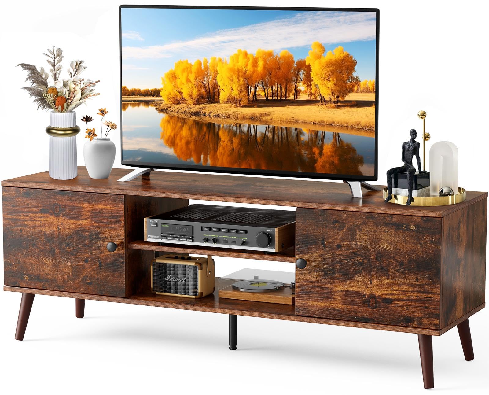 TV Stand for 55 60 inch Television, Entertainment Center with Storage