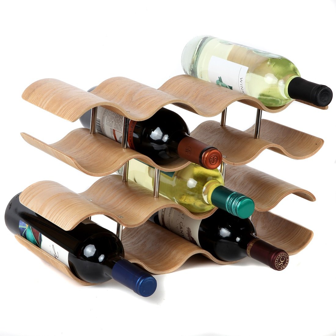 Countertop Wave Wine Rack, Wood, Elegant and Modern, Table Top Wine Storage