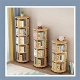 Bookshelf Double-Layer Chassis Design Bookcase Sturdy 360° Rotating Rack Bookcase