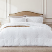 Boho Queen Comforter Set - White Tufted Chic Bedding Comforter Set