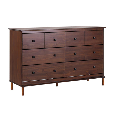 Modern 6-Drawer Solid Wood Dresser Bedroom Storage, 57 Inch