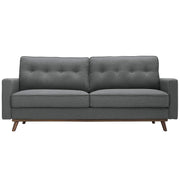 Prompt Mid-Century Modern Fabric Upholstered Tufted Sofa In Gray