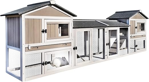 68.9" Rabbit Bunny Hutch Indoor Outdoor Bunny Cage Chicken Coop