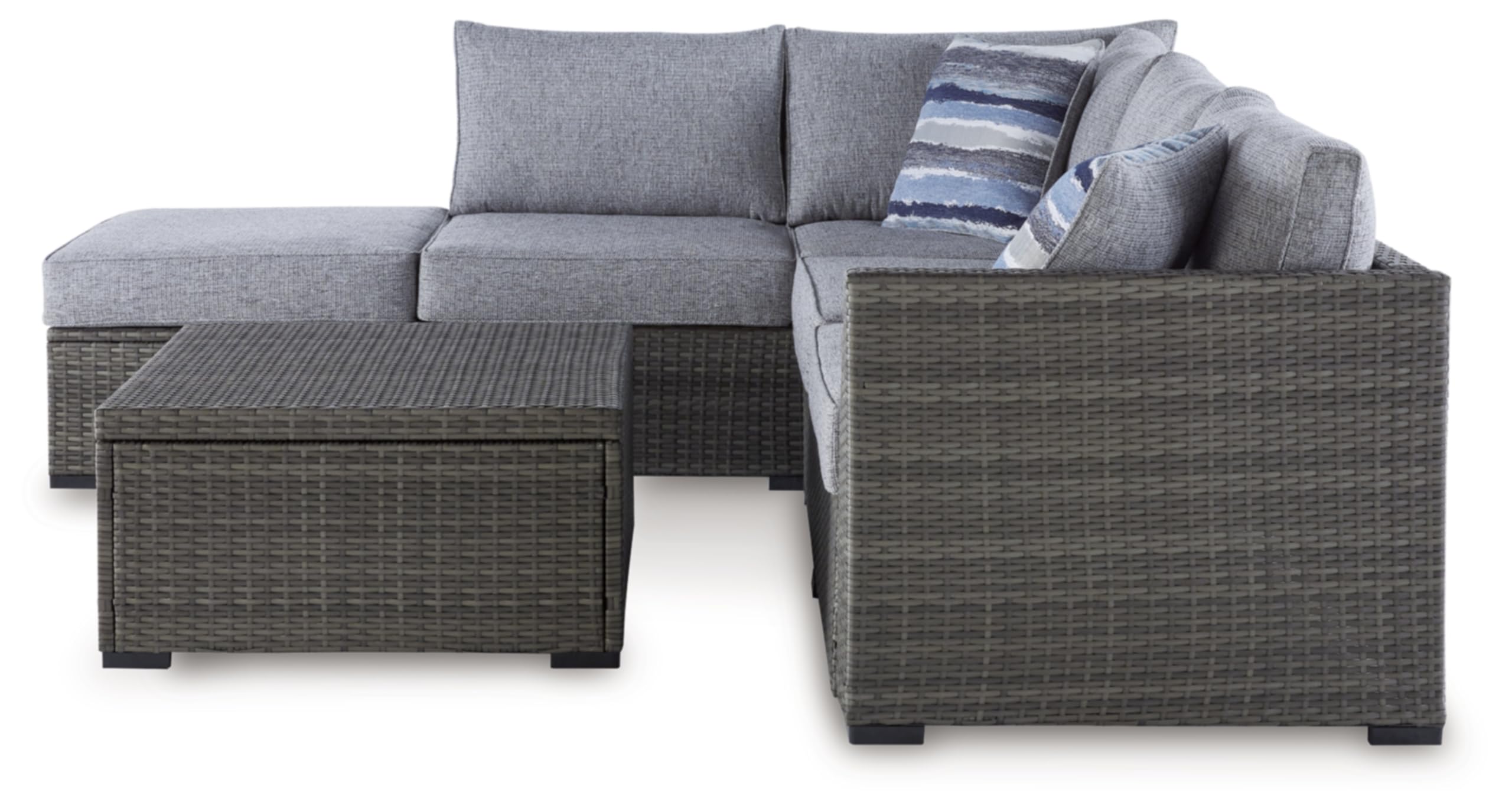 Petal Road Casual Weather Resistant Cushioned Outdoor Loveseat Sectional/Ottoman/Table Set