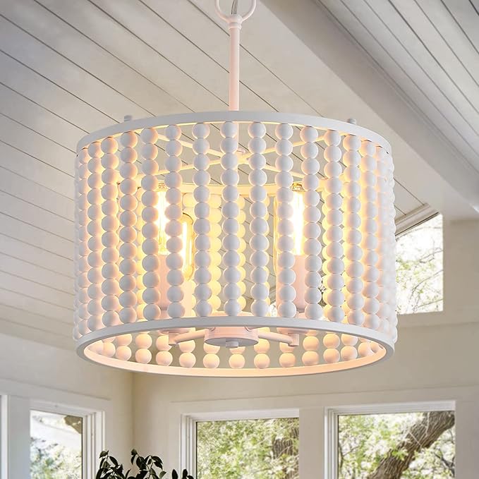 Modern Bedroom Light Fixtures Ceiling, 12.5" Round Drum Crystal Chandelier 3-Light
