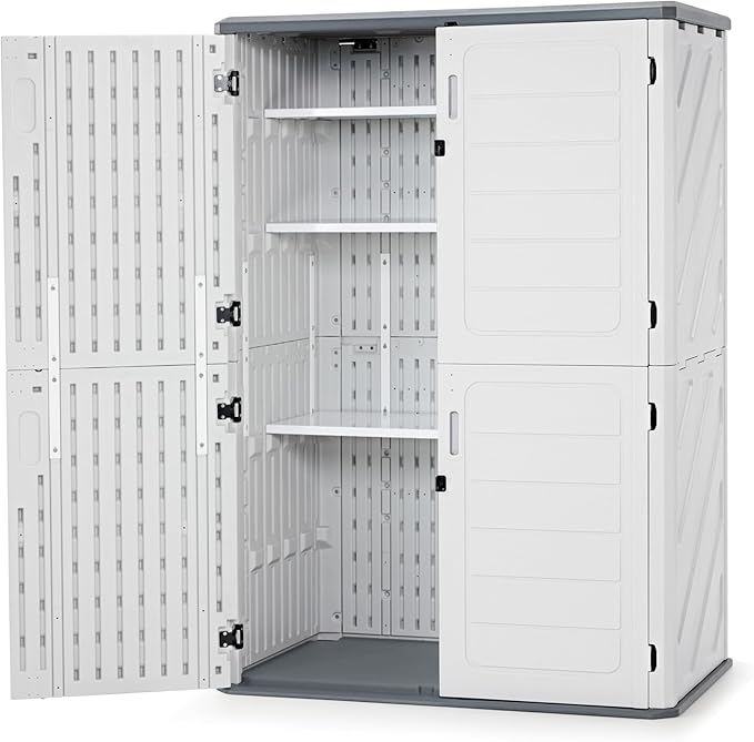 Small Plastic Storage Shed 4.3 x 2.5 ft, Waterproof Outdoor Storage Cabinet with Floor