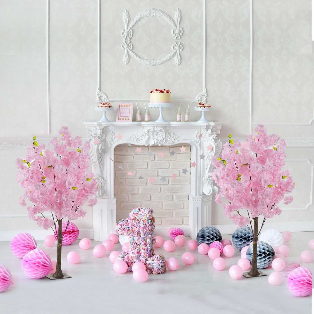 Cherry Blossom Tree Centerpiece: 6 Pcs Pink 39.3 Inch Tall Artificial Cherry Blossom