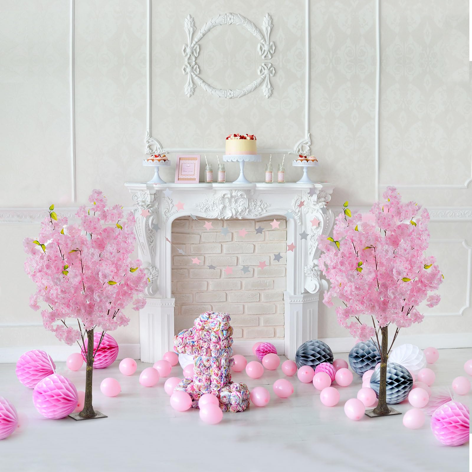 Cherry Blossom Tree Centerpiece: 6 Pcs Pink 39.3 Inch Tall Artificial Cherry Blossom
