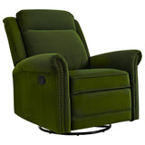 360° Swivel Recliner, Velvet Rocking Recliner Upholstered Recliner Chair, Rocker with Adjustable Backrest Nailhead Trims, Green