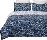 Lightweight Microfiber Duvet Cover Set, Branch and Flowers Print Pattern Design -