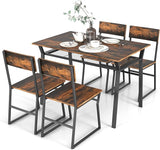 Dining Table Set for 4, 47”L x 28”W Rectangular Kitchen Table w/ 4 Trapezoid Chairs,