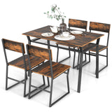 Dining Table Set for 4, 47”L x 28”W Rectangular Kitchen Table w/ 4 Trapezoid Chairs,