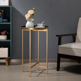 Small Round Metal Waterproof End Table, Accent Indoor&Outdoor Coffee Side Table