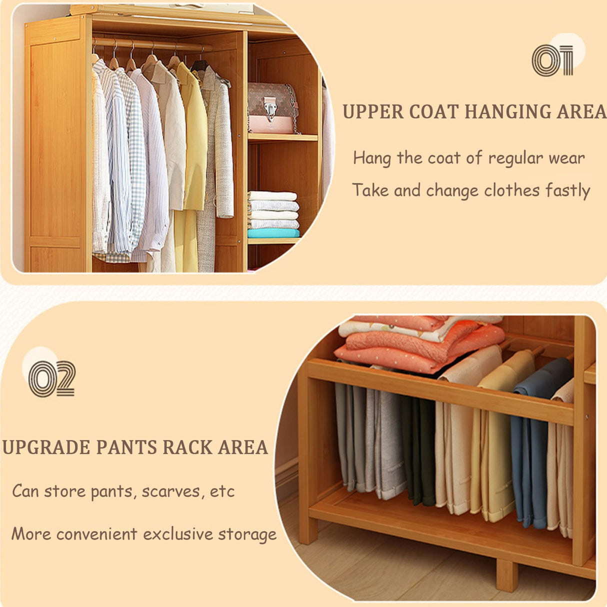 Easy to Install Wardrobe, Adjustable Height Storage of wardrobe Partition