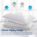 Goose Feather Down Pillows Standard Size Set of 2, Soft Fluffy Luxury Hotel Collection Pillow