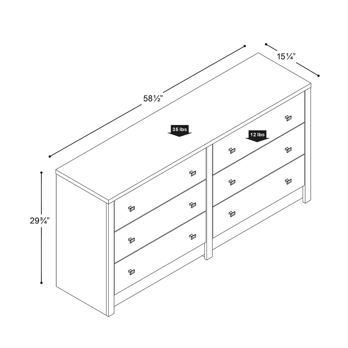 Calla Contemporary 6-Drawer Dresser for Bedroom, Functional Tall Dresser