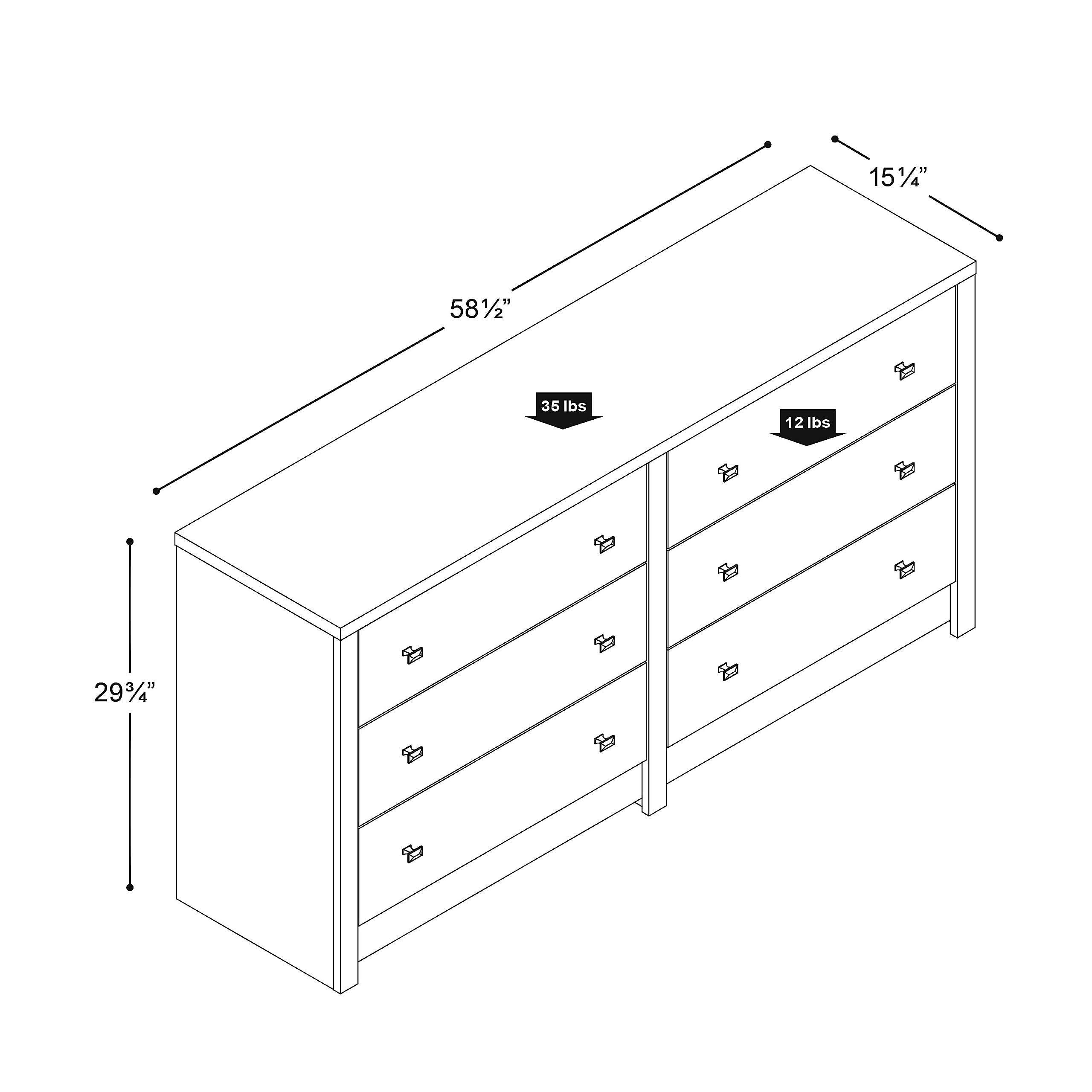 Calla Contemporary 6-Drawer Dresser for Bedroom, Functional Tall Dresser